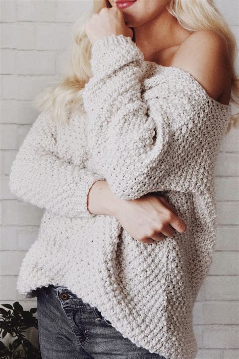 Knitting Pattern Off Shoulder Sweater Chunky Knit Sweater Etsy