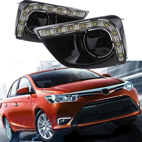 For Toyota Vios Yaris Sedan Car Flashing Fog Lamp Cover Led