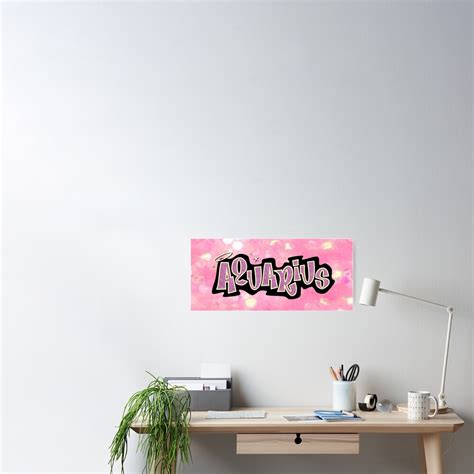 Aquarius Bratz Style Iconic Pink Glitter Font Logo Cute Y2k