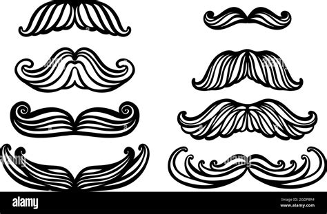 Big set of hand drawn vector mustache. Funny mustache. Collection of ...