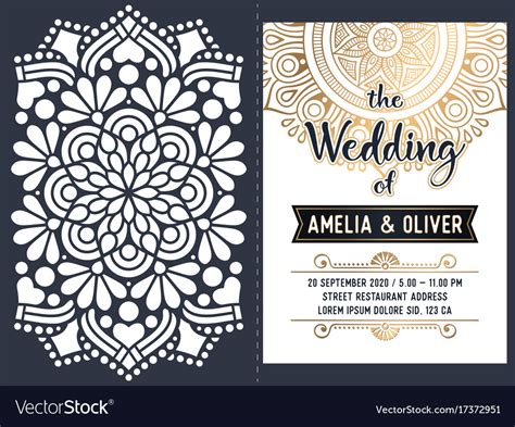 Wedding Card Laser Cut Template Royalty Free Vector Image