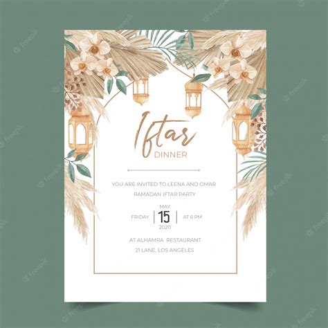 Premium Vector Ramadan Iftar Dinner Invitation Template With Dried