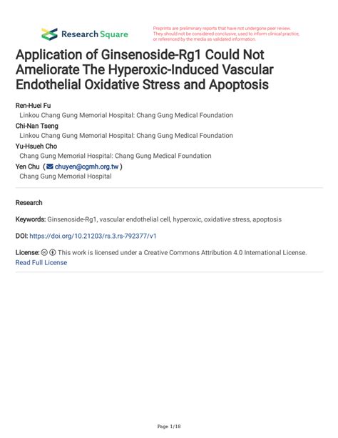 Pdf Application Of Ginsenoside Rg Could Not Ameliorate The Hyperoxic