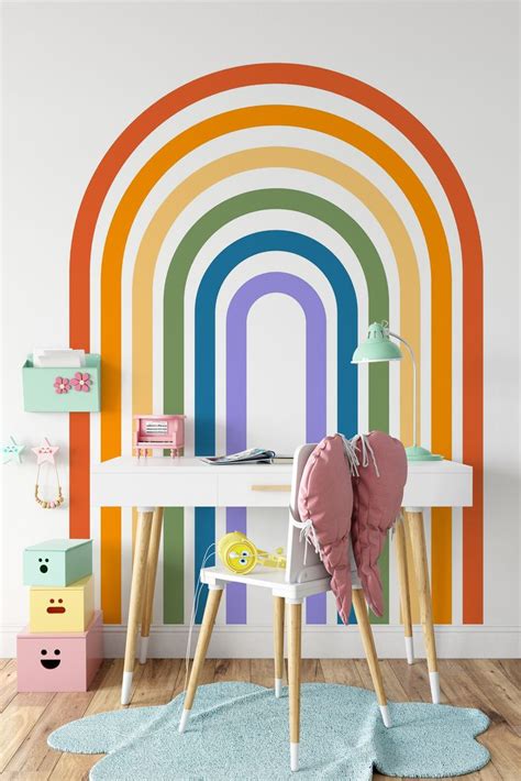 Rainbow Wall Paint Rainbow Mural Wall Rainbow Accent Wall Pastel