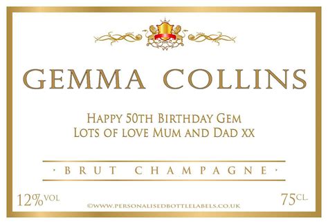 Personalised Champagne Bottle Label Personalised Bottle Labels