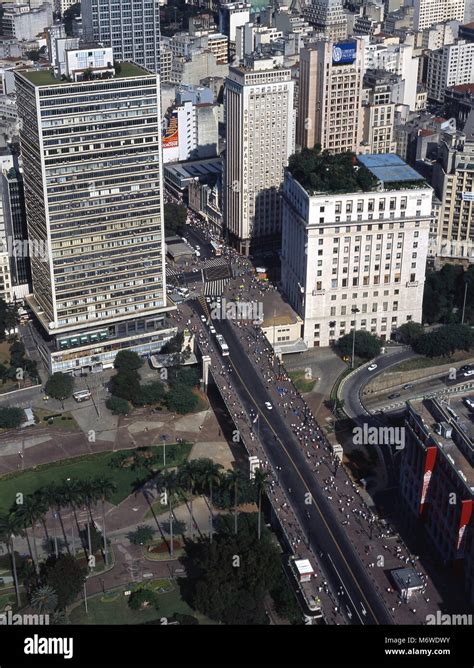 Aerial View Viaduto Do Cha Banespa Vale Do Anhangabau Sao Paulo