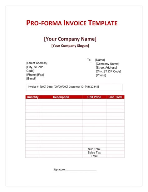 Proforma Invoice Excel Template