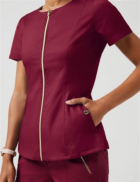 Biker Top In Blushing Pink Medical Scrubs By Jaanuu Scrubs Outfit