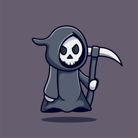 Premium Vector Cute Grim Reaper Character Illustration