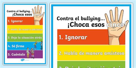 Cartel Contra El Bullying Choca Esos Cinco Twinkl