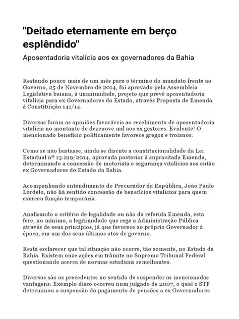 Deitado Eternamente Em Berço Esplendido - Artigo - Deitado Eternamente em Berço Esplêndido | PDF