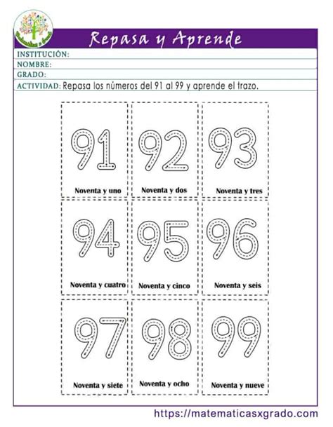 Fichas Para Repasar Los Números Del 1 Al 108