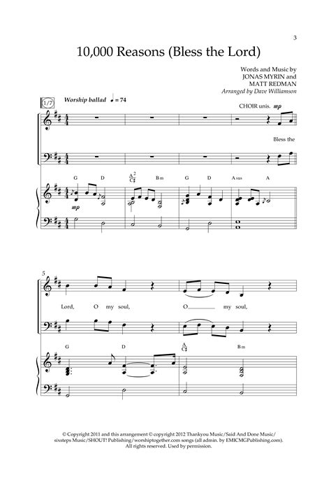 10 000 Reasons Bless The Lord Choral Anthem Satb Sheet Music Pdf