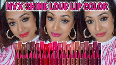 Review Nyx Shine Loud High Shine Lip Color With Lip Swatches Youtube