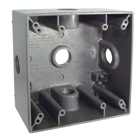 Greenfield 1 Gang Weatherproof Electrical Outlet Box With Three 1 2 In Holes White B23ws