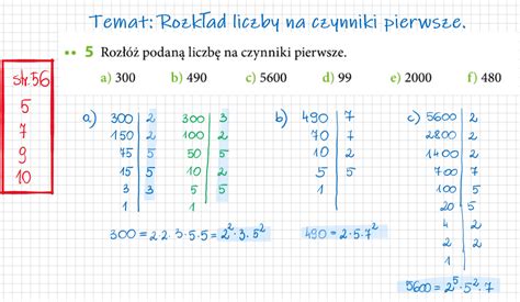 KLASA 5 Temat Rozkład liczby na czynniki pierwsze