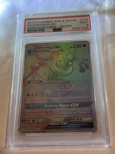 Psa Greninja Gx Sun Moon Forbidden Light Rainbow Secret Rare