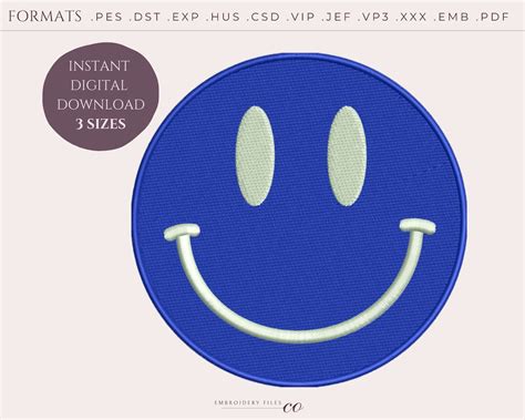 Smiley Embroidery Design Smiley Face Embroidery Trendy Etsy