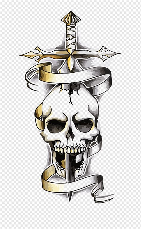 Sword And Skull Tattoo Illustration Snake Dragon Human Skull Symbolism