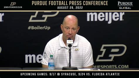 Purdue Football Press Conference August 29 2022 Youtube