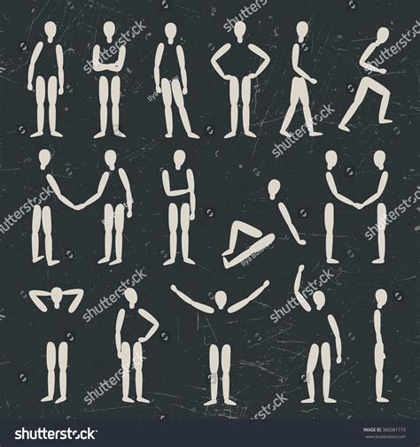 vektor stok human figures  poses vector silhouette