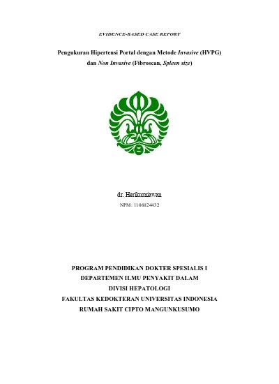 Pengukuran Hipertensi Portal Dengan Metode Invasive Hvpg Dan Non