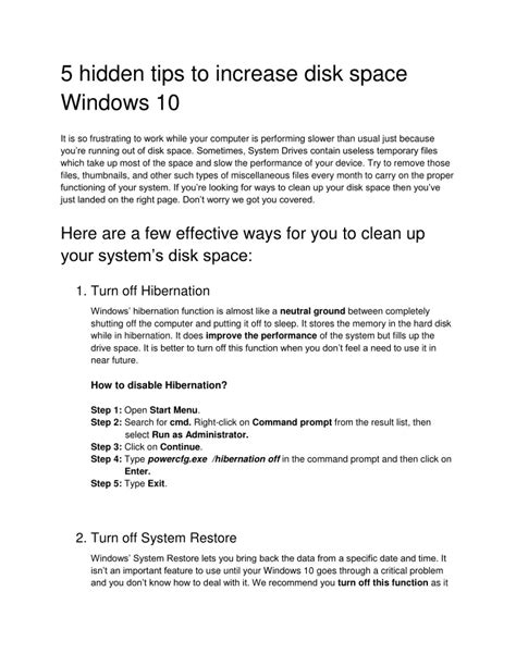 Ppt Hidden Tips To Increase Disk Space Windows Powerpoint