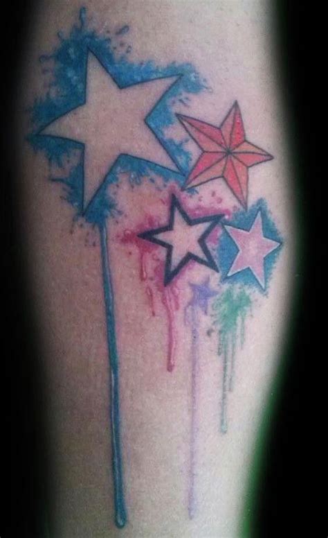 Watercolor Tattoo Distinctive Dripping Star Watercolor Tattoo On