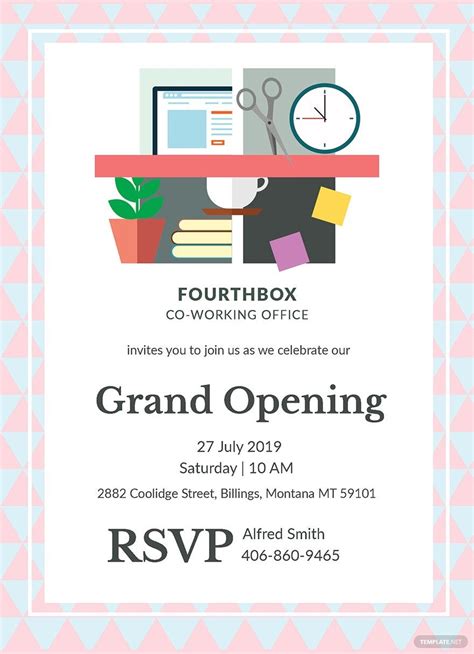 Office Opening Invitation Card Template In Publisher Psd Illustrator