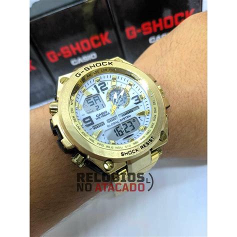 Relógio masculino G Shock Metal Iron Man 2020 P aço Dourado Branco