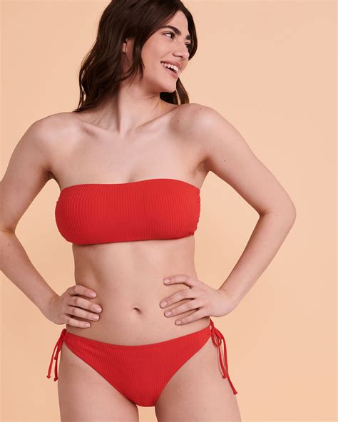 Tropik Flat Rib Bandeau Bikini Top Red Bikini Village