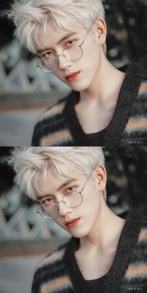 Two Pictures Of A Man With Glasses And Blonde Hair