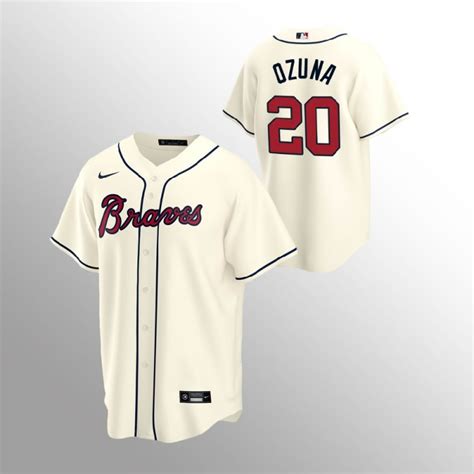 Men’s Atlanta Braves #20 Marcell Ozuna Cream Team 2020 Alternate Jersey ...