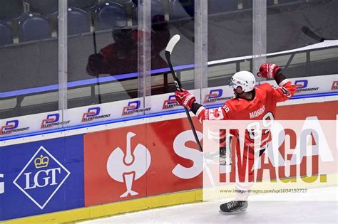 Jan Mandat Of Pardubice Celebrate A Goal In Action During The Champions