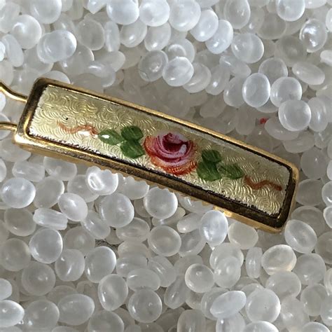 Vintage Hair Barrette Enamel Guilloche Barrette Pink Roseb Etsy