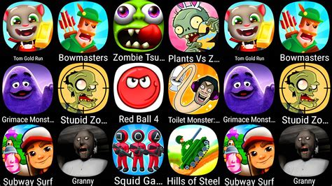 Tom Gold Run Bowmasters Zombie Tsunami Plants Vs Zombies 2 Grimace