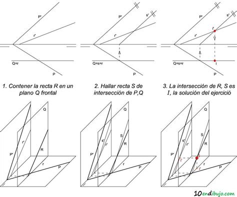 Intersecci N Rectas Con Planos Sistema Di Drico Endibujo