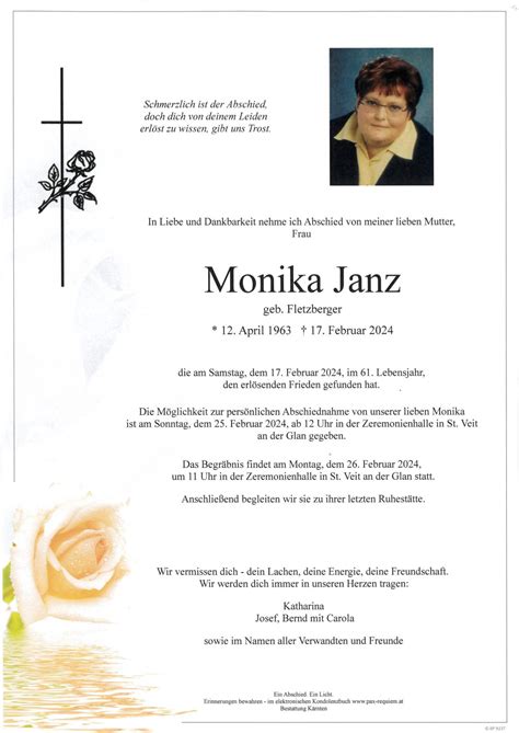 Parte für Monika Janz geb Fletzberger pax requiem