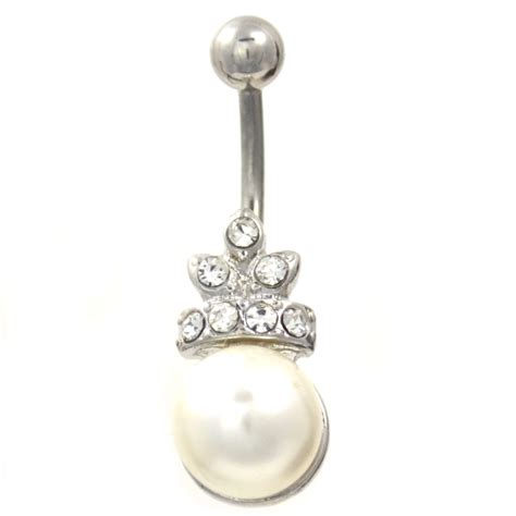 Glamorous Queens Pearl Belly Button Ring