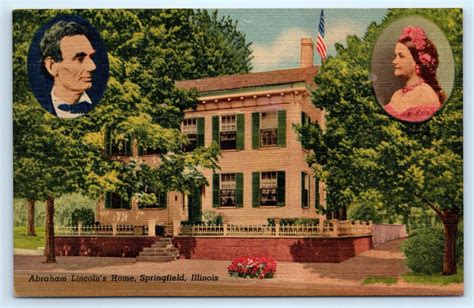 Postcard Abraham Lincoln S Home Springfield Illinois Linen Ebay