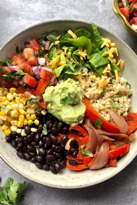 Vegetarian Burrito Bowl With Avocado Sauce Hoorah To Health