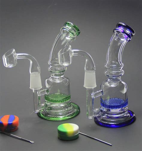 2017 Thick Glass Bong Water Bong Colored Glass Bongs Honeycomb Perc Water Pipe With Banger Nail