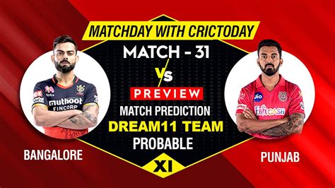 Ipl Rcb Vs Kxip Dream Team Prediction Probable Xis And