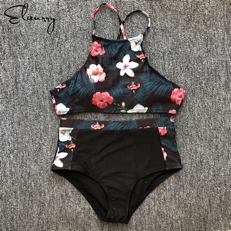 2018 Sexy Women High Waisted Bikini Set Bandage Floral Print Swimwear