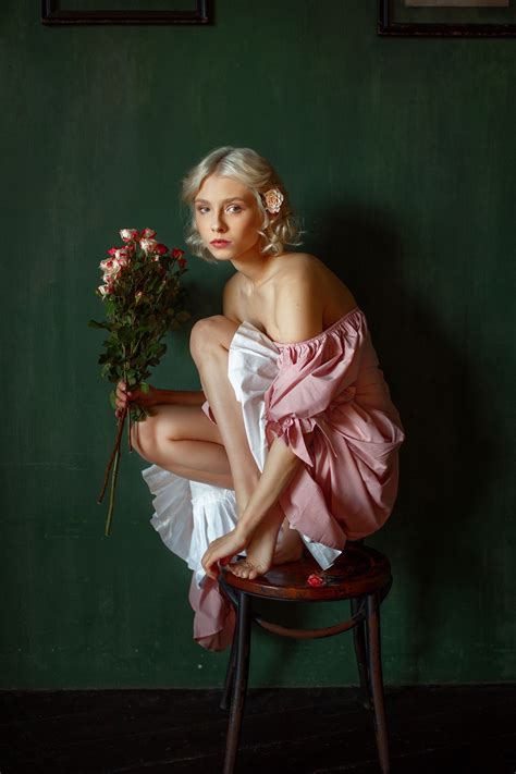 Nastasya Parshina Women Alice Tarasenko Blonde Flower In Hair Bare