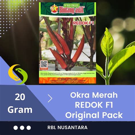 Jual ORIGINAL PACK Bibit Sayuran Okra Merah REDOK F1 20gr Benih Sayur