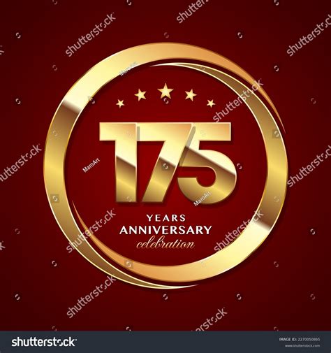 175th Anniversary Logo Design With Shiny Gold Royalty Free Stock