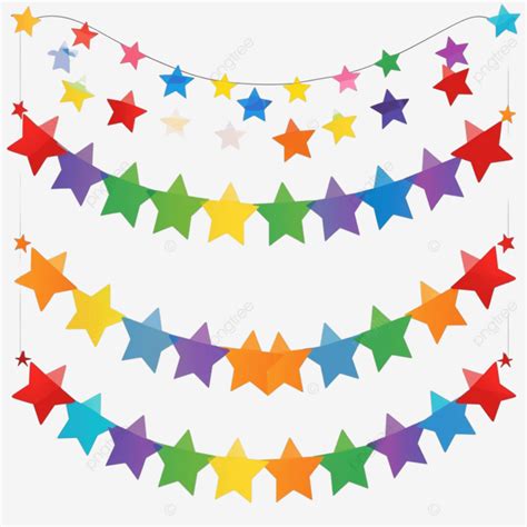 Rainbow Stars Pride Month Garland Bunting Divider Simple Clipart Star