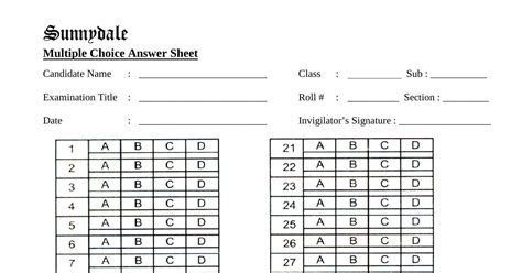 Multiple Choice Question Answer Sheet Pdf Docdroid