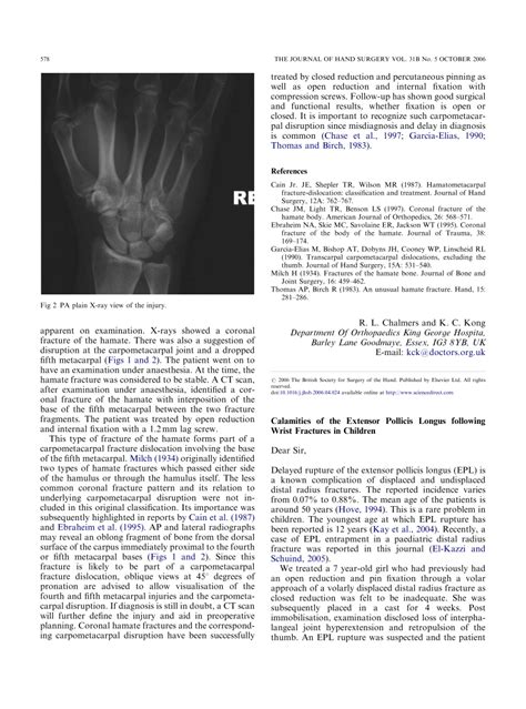 Pdf Calamities Of The Extensor Pollicis Longus Following Wrist